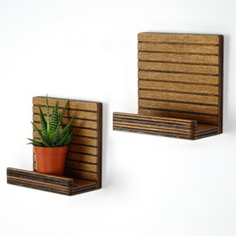 Hanah Home Raf263 Estantería de pared de nogal (2 piezas)